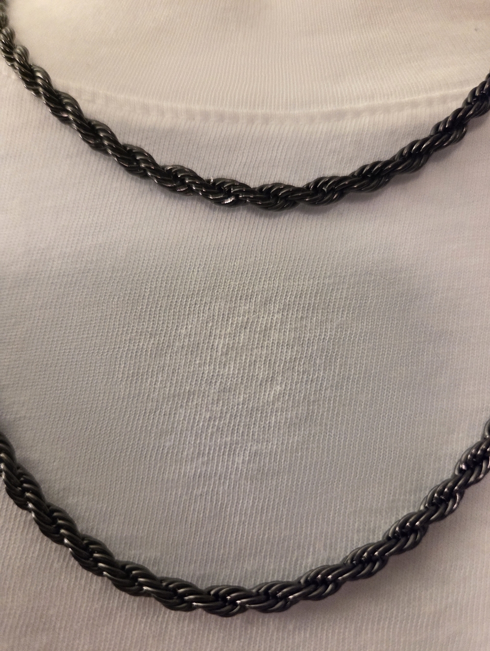 SET OF 2 BLACK ROPE NECKLACES 4MM - Picture 2 of 9